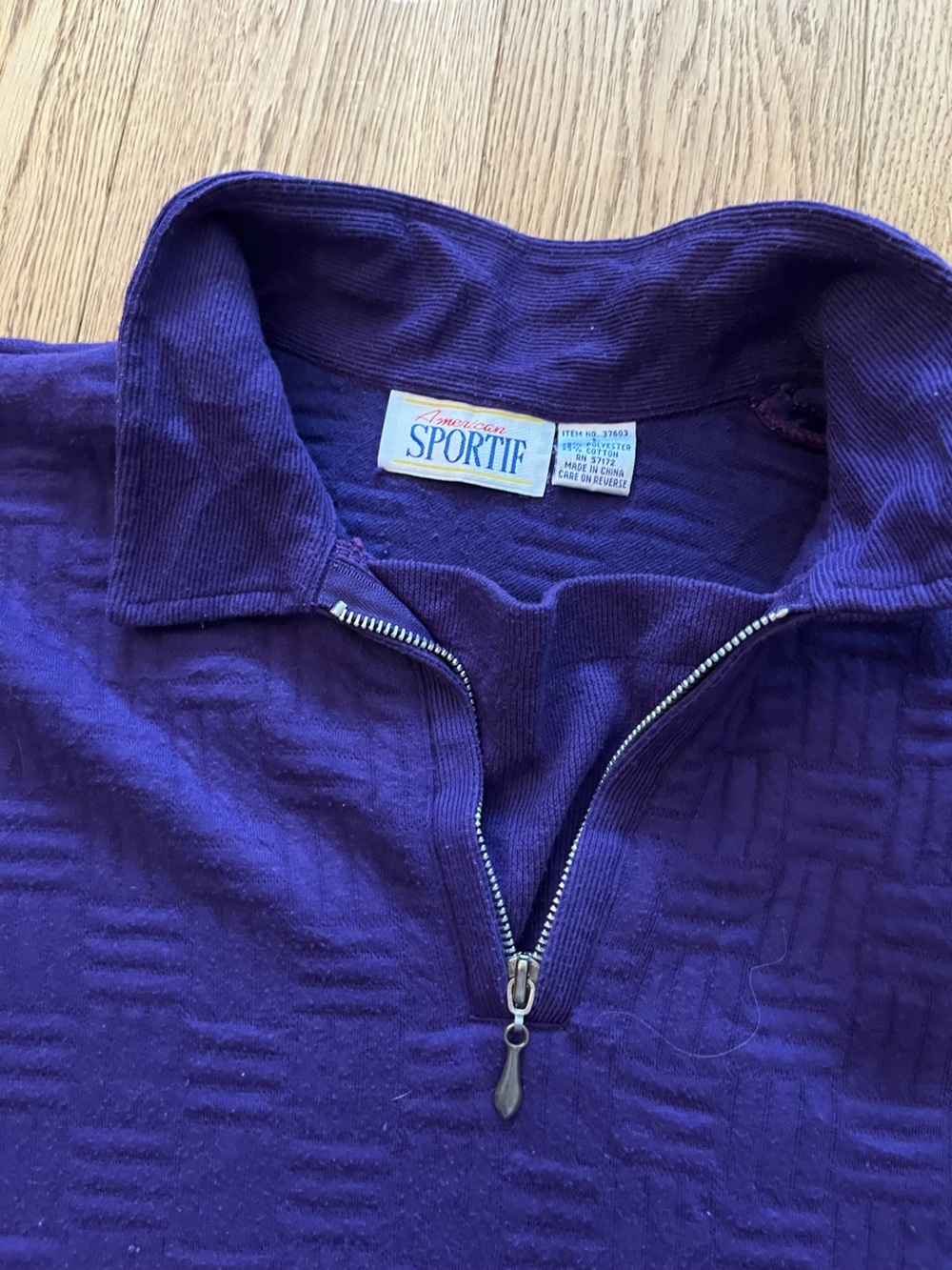 American Sportif 90’s Large Purple Textured 1/4 Zip Sweatshirt Sweater L
